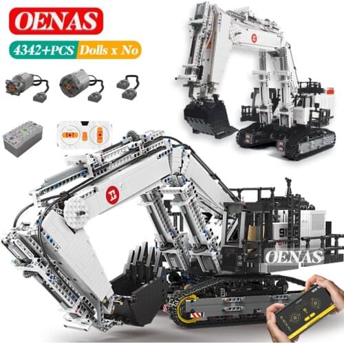 City MOC Technic Technique Motorized Car Fit 42100 R 9800 Excavator Crane Large Model Building Blocks Kid Boy Toys Birthday Gift
