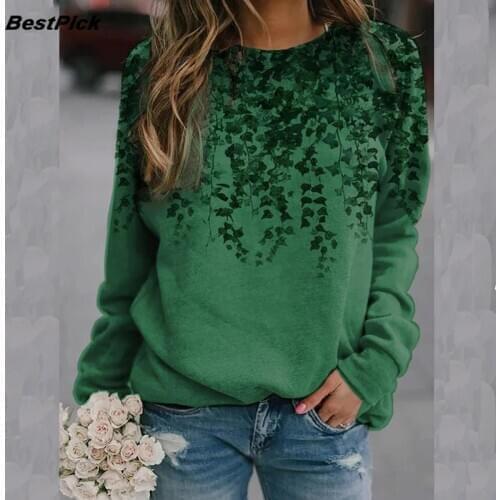 2021 New Dandelion Print Women Casual Long Sleeve Sweatshirts Plus Size Crewneck Pullover Tops