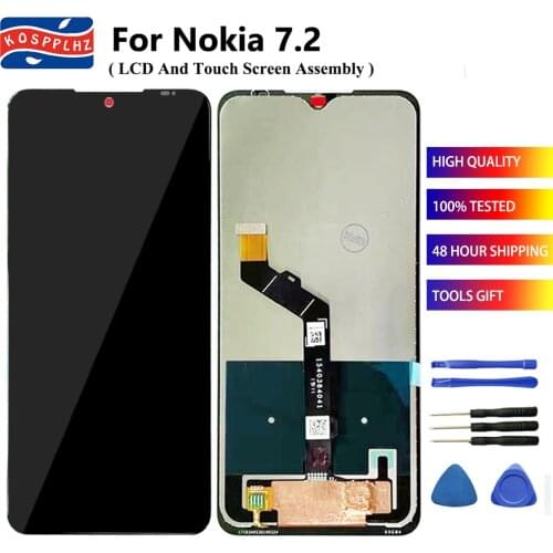 KOSPPLHZ For NOKIA 7.2 LCD Display + Touch Screen Assembly 6.3" NOKIA 7.2 TA-1181 TA-1196 Cell Phone Accessories + Tools