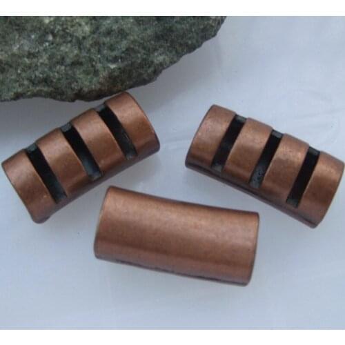 10pcs Antique Copper Cutted Licorice Tube Sliders For 10x6mm Leather Bracelet Findings