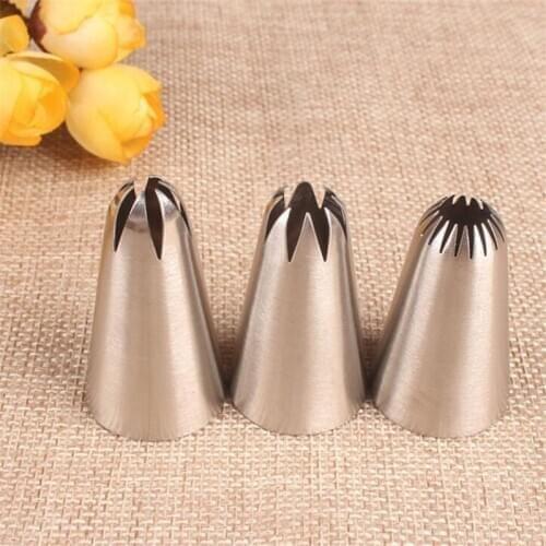 3 Pcs/set Icing Piping Pastry Nozzle Tips Stainless Steel Nozzles Cookie Cream Cake Decorating Kitchen Baking Tools#D42#2D#E18