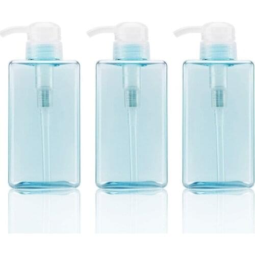 H7JC 3pcs Empty Pump Containers for Lotion Liquid Shampoo Conditioner Hand Shower Wash Bottles Square Soap Dispensers