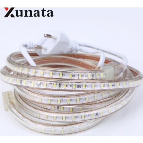 3014 led strip 220V 120leds/m waterproof flexible led light white/warm white + EU plug 1m 5m 10m 15m 20m 50m 100m