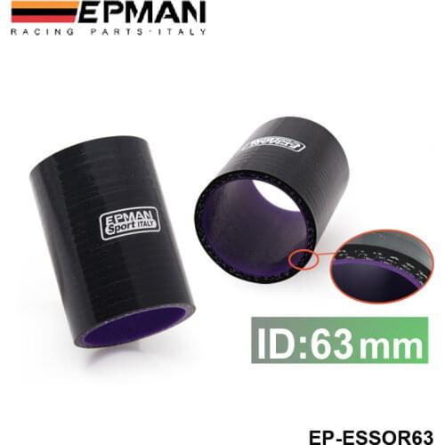 Picot- EPMAN 2.48" 63mm 4-Ply Straight Silicone Hose Intercooler Coupler Tube Pipe BLACK For Jeep Cherokee XJ EP-ESS0R63