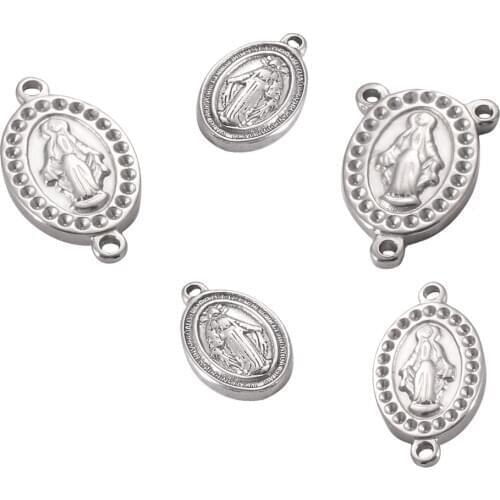 5Pcs/Lot 1/2/3 Holes Antique Stainless Steel Rosary Connector Charms Religious Cross DIY for Jewelry Making Accessory FindingS