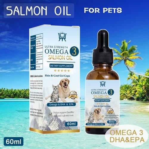 60ML Salmon Flavor Pets Oil for dogs and cats effective for joint mobility and strengthen brain function and skin hair care