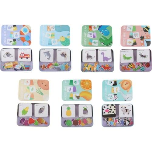 7 Sets Kids English Flash Cards Insect Educational Toy Puzzle Card In a Box