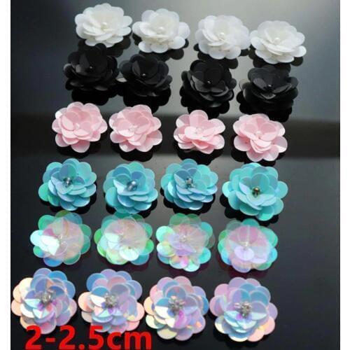 AHYONNIEX 10pcs/lot small sequins flowers patches beads patches sew on beading applique clothes DIY earrings shoes bags patches
