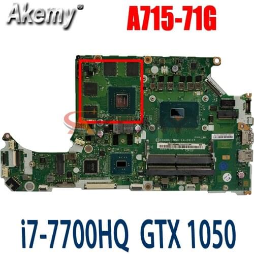 Akemy LA-E911P For Acer A715-71G Motherboard Mainboard C5MMH/C7MMH LA-E911P A715-71G Laptop i7-7700HQ 1050 4G DDR4 100% Test OK