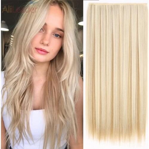 Alileader Cheap Clip Hair Extension 24 Inch Brown Black Blonde White Shawl Hair For Women Synthetic Hair Extensions