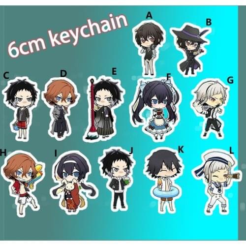 Anime Keychain Bungou Stray Dogs Dazai Osamu Edogawa Ranpo Keyring strap Figure