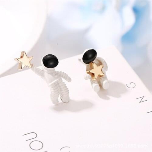 Asymmetric pentagram contracted earrings fashion ladies earrings space astronauts small stud earrings fashion woman earrings NEW