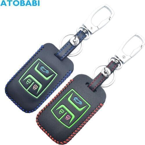 Leather Car Key Cover For Chery Tiggo 8 7 5X 2019 2020 Luminous 3 Buttons Smart Keyless Remote Fob Protect Case Keychain Holder