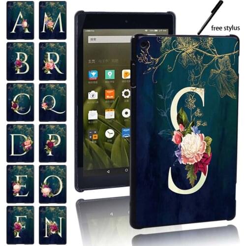 Tablet Case for Amazon Fire 7 (5/7/9th Gen)/HD8 (6/7/8th Gen)/HD10(5/7/9th Gen) Childrens Cute Letter Protective Cover+ Stylus