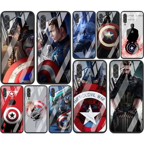 Marvel Captain America For Samsung Note 20 10 9 8 Ultra Lite Plus 5G A70 A50 A40 A30 A20 A10 Tempered Glass Phone Case