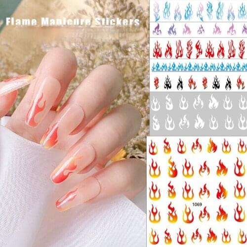 Manicure flame sticker decorative small pattern new ins wind color flame nail polish adhesive decorative sticker