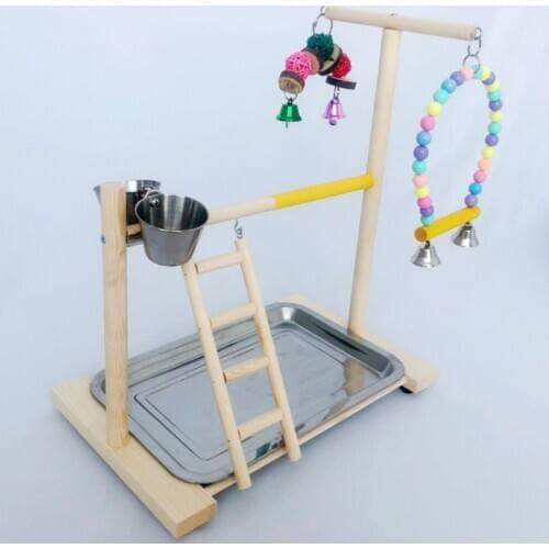 Wooden Bird Parrot Perch Stand Platform Playground Interactive Toys Cage Decor Parrot Toy Bird Supplies C42