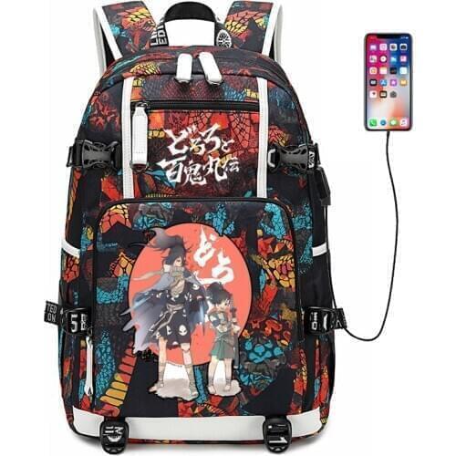 Dororo Hyakki Maru Anime School Bags for Teenage Girls Large Travel Bagpack USB Charging Laptop Backpack Canvas Bookbag Rugzak