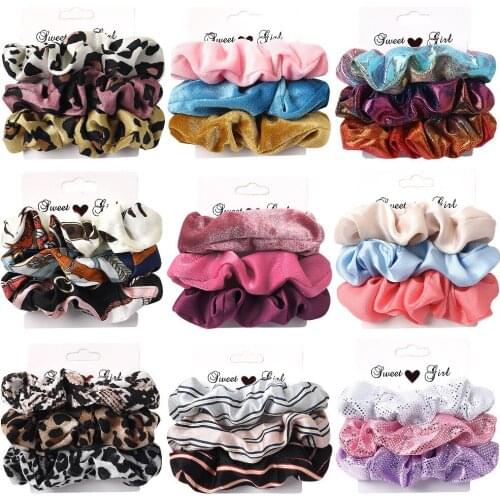 Hot Sale 3Pcs/Lot Hairband Elastic Rubber Bands Headband Scrunchie For Women Girl hair accessories QY123035