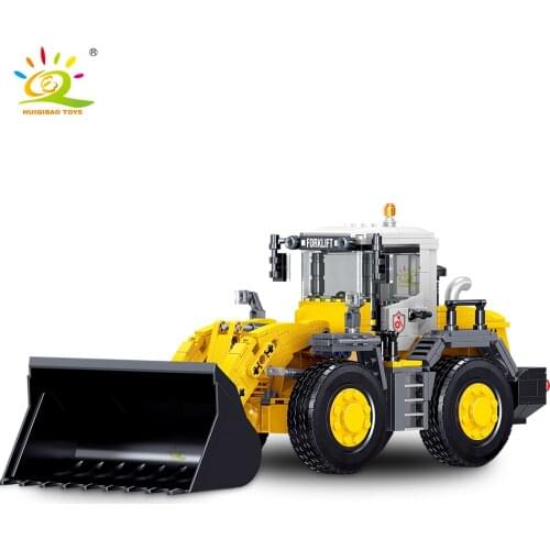 HUIQIBAO TOYS 732pcs Engineering Shovel Loader Building Blocks For Children City Construction Bulldozer Truck Bricks Kid Gift