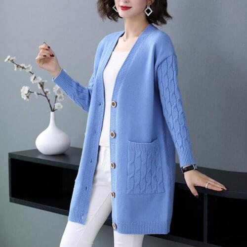 2020 New Spring Winter Women V Neck Cardigan Single Breasted Long Knitted Sweater Casual Elegant Knitted Coat Plus Size 5xl A107