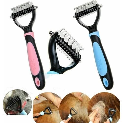 Pet Cat Dog Groomer Brush Fur Knot Cutter Hair Remover Rake Comb Tool Cleaner
