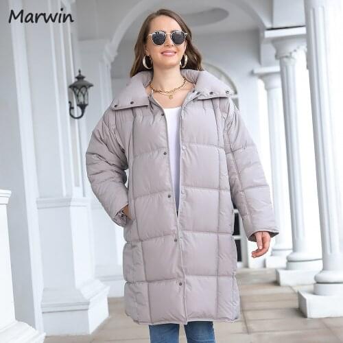 Marwin 2021 Fashionable Coat Jacket Womens Cotton Padded Long Thick Solid Hight Quality Female New Winter Elegant Overcoat