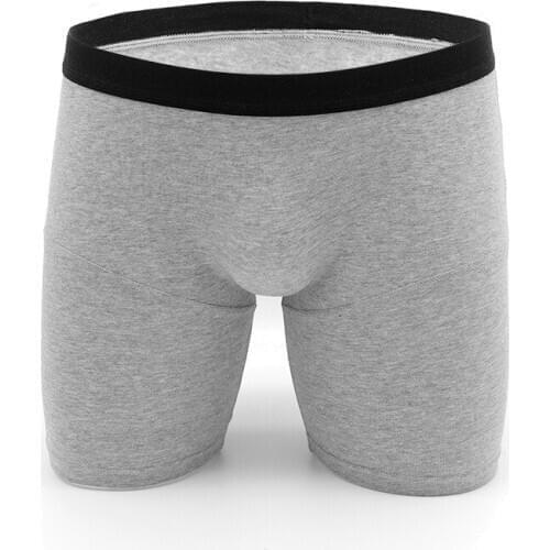 Mens pure cotton underwear, long-length, flat-angle, loose, breathable, young, four-corne