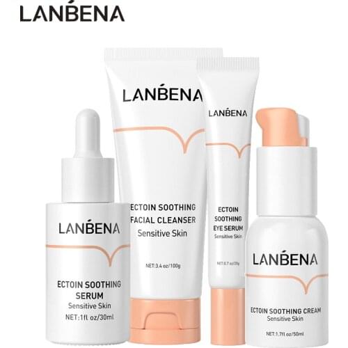 LANBENA Ectoin Soothing Serum Set Repair Soothe Essence Lotion Cleanser Eye Cream Reduces Fine Lines Shrinking Pore Skincare Kit
