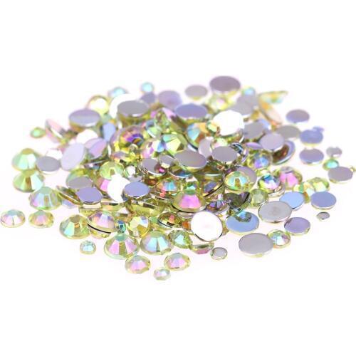Newest Fashion Many Sizes Yellow AB Color Acrylic Rhinestones Shoes Clothing Decorations Sparkling Nail Art Decorations