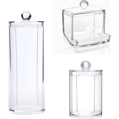Makeup Organizer Cotton Swabs Container Cosmetic Makeup Cotton Pad Organizer Jewelry Storage Box Transparent Container Empty Box