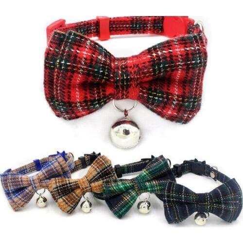 Usd1.98/pc Pet cat kitten collar England style classic red breakaway buckle safety buckle with bell 10pcs/lot