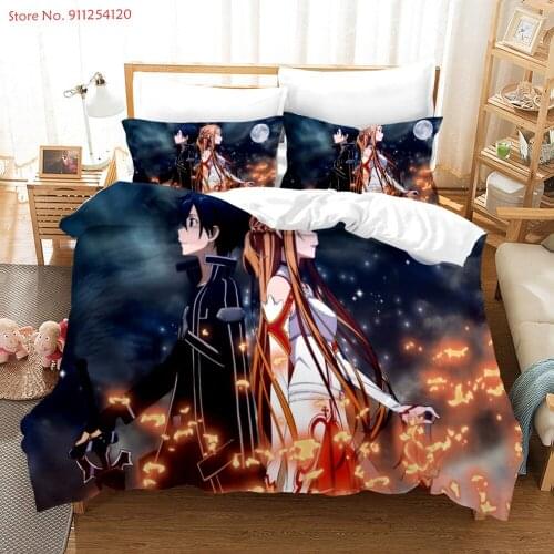 3D Print Bedding Sets Sword Art Online Quilt Cover Japan Anime Duvet Cover Sets Single Double Full Queen King Size Bed Linen Set