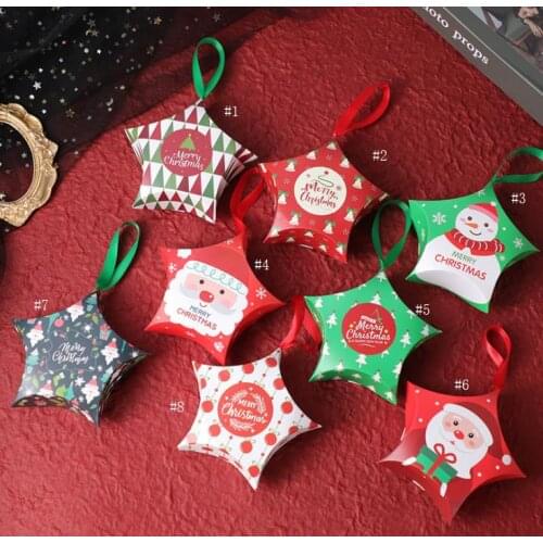 Christmas Gift Boxes Santa Claus Candy Box Star Shape Merry Bags Packaging New Year Decor Gift Bags European Style SN1358