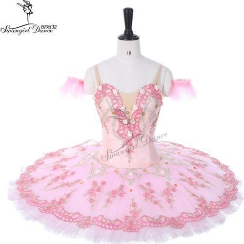 Pink Peach Fairy Professional Ballet Tutu With Flowers Ballet Professional Tutu For Adults Girls Ballet Tutu Dress BT9055