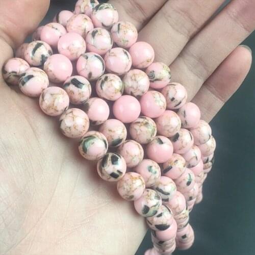 Pink Shell Howlite Turquoises Stone Beads Round Loose Spacer Beads For Jewelry Making 15'' 4/6/8/10/12mm DIY Bracelets Necklace