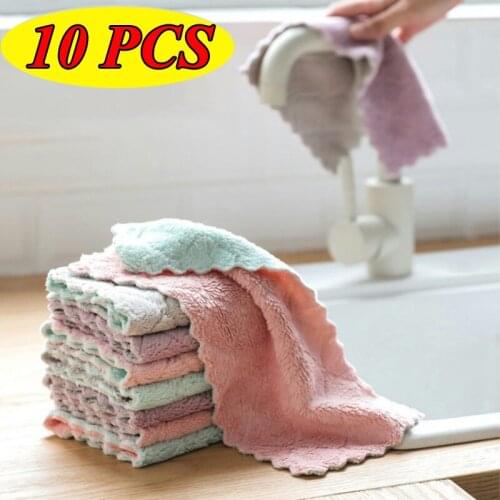 10pcs Super Absorbent Microfiber Kitchen Dish Cloth High-efficiency Tableware Household Cleaning Towel Kitchen Tools Gadgets