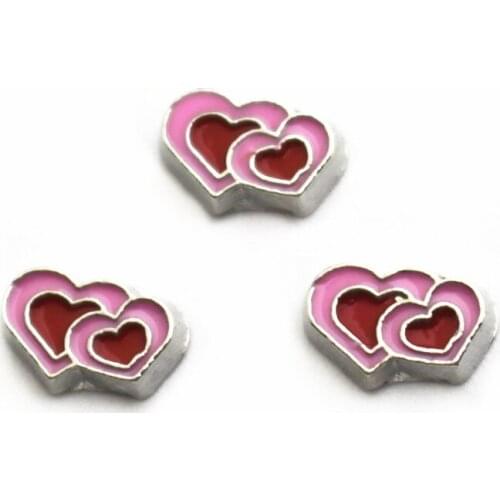 10pcs/lot Charms heart Floating Charms for Floating Memory pendant charms Lockets DIY Jewelry