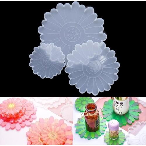 Daisy Coaster Silicone Mold Flower Shape Tray Cup Mat Casting Silicone Mould for DIY Crafts Home Decoration Making Tools