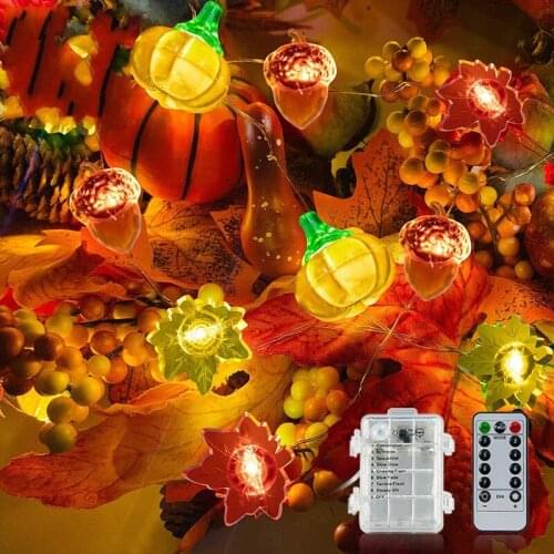 3m Halloween Decoration LED String Lights Pumpkin Light Acorn Maple Leaves String Lights Home Outdoor Party Holiday Decoration