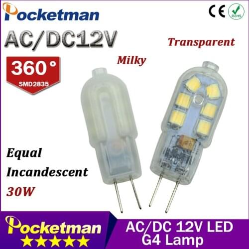 Mini G4 LED Lamp 3W AC/DC 12V SMD2835 Lampada LED G4 Bulb Milky/Transparent 360 Beam Angle Lights Replace Halogen 30W G4
