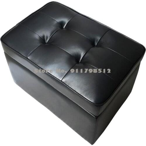 Storage stool leather can sit on human leather stool sofa foot stool shoe changing stool living room household long storage bin