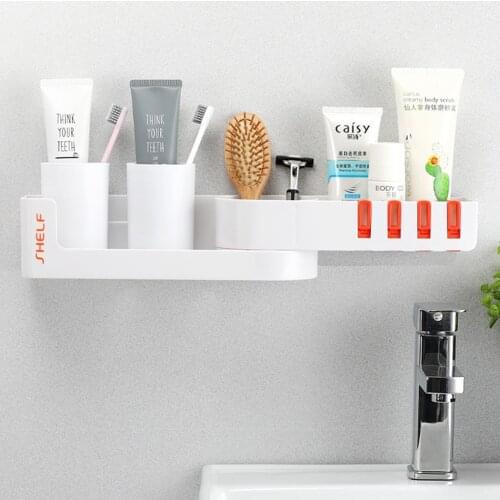 Bathroom Rotating Shelf Storage Rack Kitchen Storage Corner Shelves With Hooks Wall Mounted Organizer For Bathroom Accessories