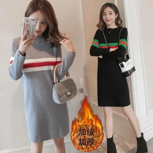 Winter Thick Warm With Velvet Maternity Nursing Sweaters Lacation Mother Feeding Clothes for Pregnant Women Pregnancy Dress