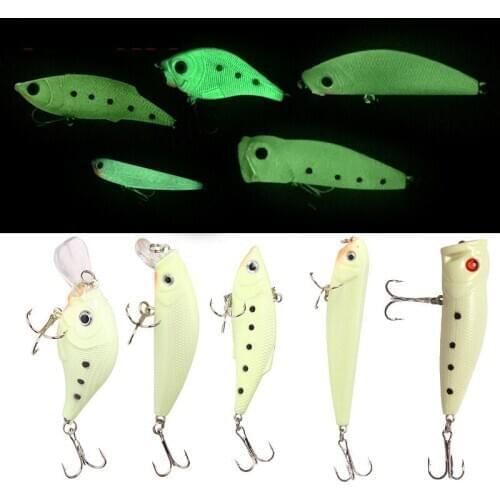 1pc Popper Minnow Pencil Crank VIB Lures Glow at Night Fishing Bait Fisherman for Fishing Tackle Goods Sea Fishing Accessories