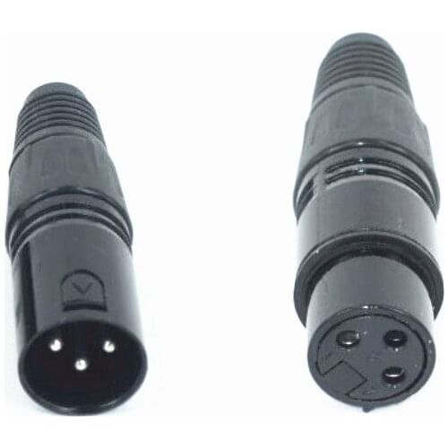 10pcs/lot Black 3PIN Male Female XLR Microphone Audio Cable Connectors Cannon Cable Plugs