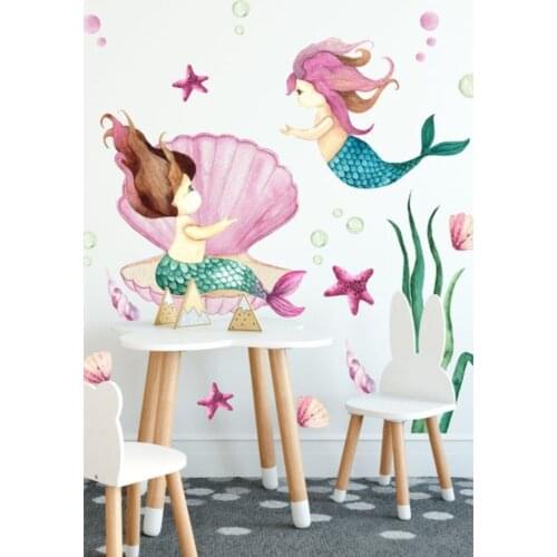 100x50 CM Mermaid Kids Room Wall Adhesive Home Decor Accessory Pvc Foil Self Adhesive Baby Nursery Wall paper Trend