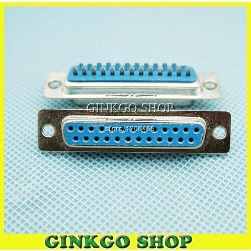 25pcs/lot DB25 Female jack DB25 Female socket jack 25pin dual row RS232 serial port Soldering Connector