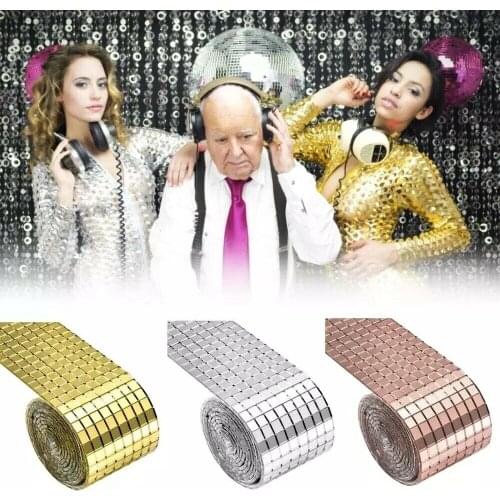 4*100CM 3D DIY Self-Adhesive Mosaic Mirror Wall Stickers Tiles Creative Mini Square Glass Stickers Room Decor Wall Stickers