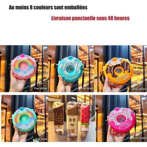 400ml creative tumbler ice cream ice cream plastic water cup with straw, dustproof design for childrens school magic water cup